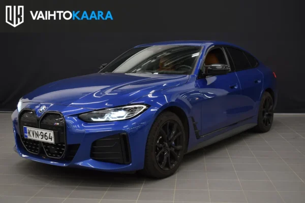 BMW i4 M50 Super Charged # Varusteltu Suomi-auto # Adapt.vakkari, Vetokoukku, Muistipenkki, Hifi-kaiuttimet, 2 x renk + vanteet #