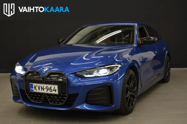 BMW i4 M50 Super Charged # Varusteltu Suomi-auto # Adapt.vakkari, Vetokoukku, Muistipenkki, Hifi-kaiuttimet, 2 x renk + vanteet #